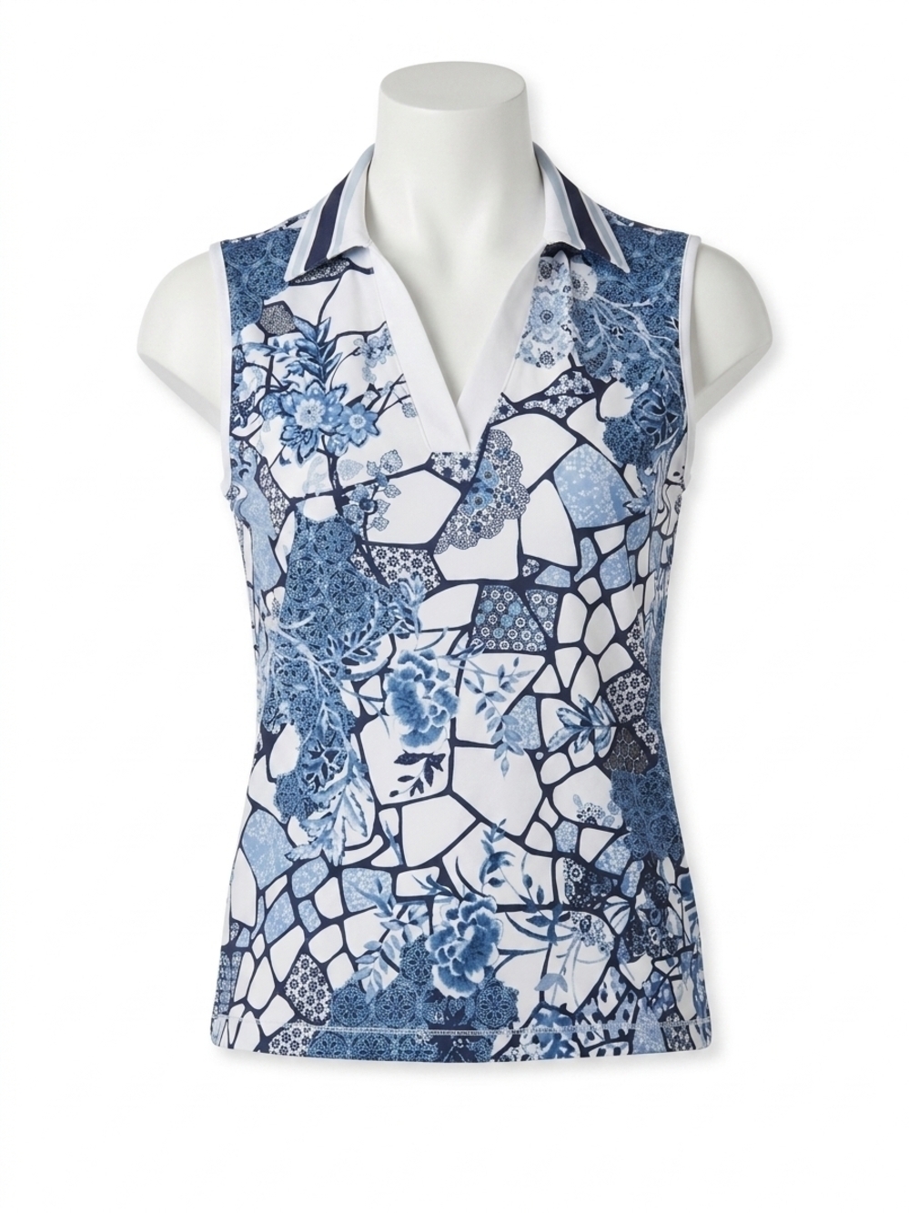 NEW JOHNNY WAS bee active basic polo tank top in moonlight glass